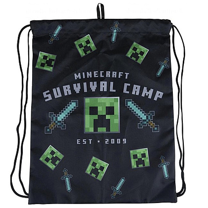 Мешок для обуви "Minecraft", 33x45 см, черный, зеленый