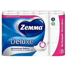 Бумага туалетная Zemma Deluxe, 24 рулона, 3 слоя, белый