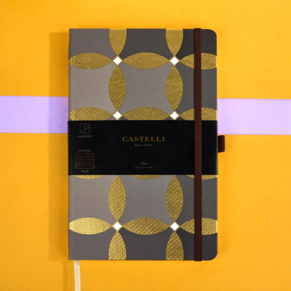 Блокнот Castelli Milano "Oro Circles", А5, 120 листов, линейка, серый, золотистый - 8