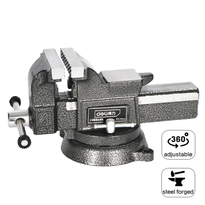 Тиски стальные Deli YS EDL2904Z, поворотные, с наковальней, 4"-100 мм - 7