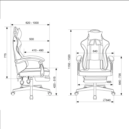 Кресло игровое Бюрократ Knight "Custom/F GR", ткань, пластик, серый, черный - 15