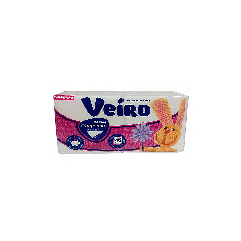 Салфетки бумажные "Veiro", 200 шт, 24x24 см, белый