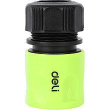 Соединитель-коннектор для шлангов Deli GS EDL8793, 1/2", быстросъемный с аквастопом, черный, зеленый