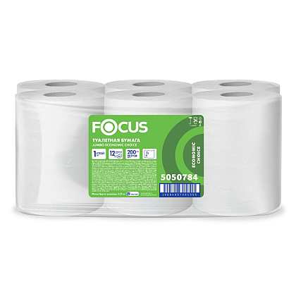 Бумага туалетная  Focus Eco, 200 метров, 1 слой, 100% целлюлоза