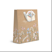 Пакет бумажный подарочный "Spring Flowers", 26.5х32х12.5 см, крафт, ассорти