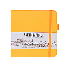 Скетчбук "Sketchmarker", 12x12 см, 140 г/м2, 80 листов, оранжевый неон