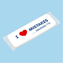 Ластик Milan "I love mistakes", 14x4,4 см, белый