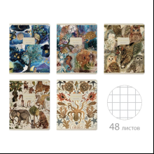 Тетрадь "Fauna", A5, 48 листов, клетка, скоба сбоку, ассорти
