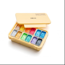 Краски гуашевые "Himi Jelly Cup. Metallic", 12 цветов, кювета, пластиковый футляр
