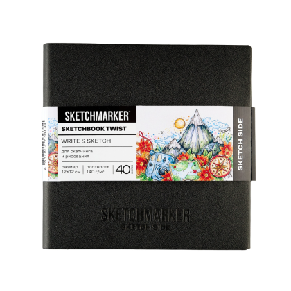 Скетчбук "Sketchmarker Sketch&Write", 12х12 см, 100 листов, бумага белая
