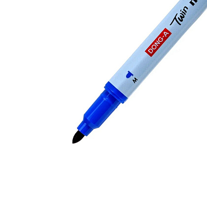 Маркер перманентный "Twin Name Pen", двусторонний, синий - 4