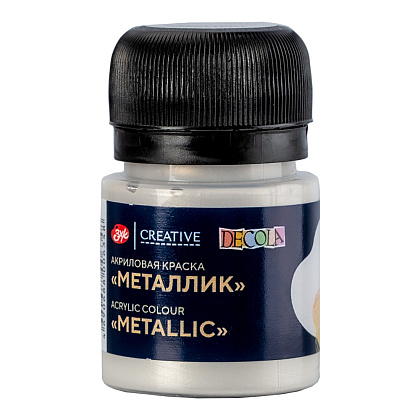 Краска акриловая металлик "Декола", 961 светлое серебро, 20 мл., банка