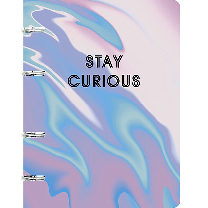 Тетрадь "Stay Curious", А5, 120 листов, клетка, на кольцах, сиреневый