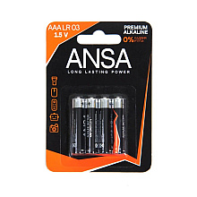 Батарейки алкалиновые ANSA "V LR03/BL-4 (AAA)",4 шт,  щелочные