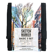 Набор маркеров перманентных двусторонних "Sketchmarker Basic 3", 12 шт.