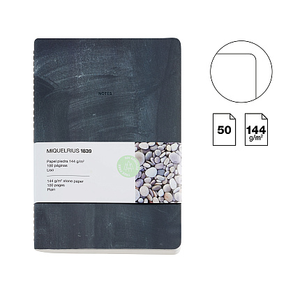 Блокнот Miquelrius "Stone Paper Black", А5, 50 листов, нелинованный, черный - 3