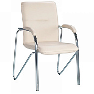 Кресло для посетителей SitUp Samba Chrome, экокожа крем