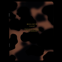Тетрадь А5 48 л., клет. "Believe пятна накоричневом" скоба сбоку, гибк. обл., мат. ламинация, коричнневый/черный