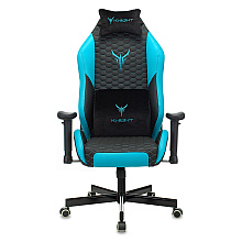 Кресло игровое "Knight Neon", экокожа, металл, черный, голубой