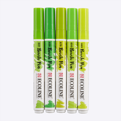 Набор акварельных маркеров "Ecoline", 5 шт., зеленые - 4