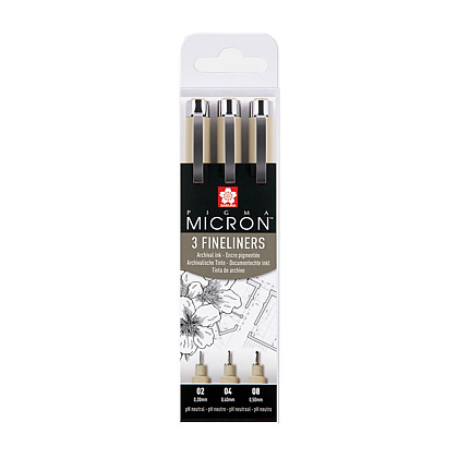 Набор ручек капиллярных "Sakura Pigma Micron", 3 шт