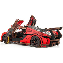 Конструктор 3D "Гоночный автомобиль", деревянный, красный