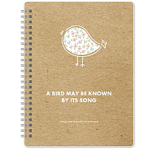 Тетрадь "Bird", А5, 96 листов, клетка, коричневый, белый