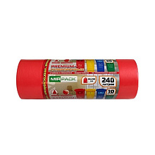 Мешки для мусора Mirpack Premium+, 240 л, ПВД, 45 мкм, 93х130 см, 10 шт/рулон, красный