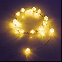 Гирлянда LED "Жемчужина" 2 м, на батарейках, 20 LED, прозрачный провод, теплый белый