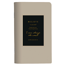 Блокнот "Believe бежевая рамка", А5, 48 листов, в линейку, бежевый