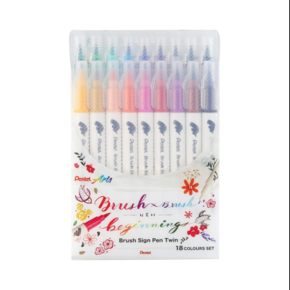 Маркер-кисть "Brush Sign pen twin", 18 шт