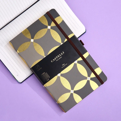 Блокнот Castelli Milano "Oro Circles", А5, 120 листов, линейка, серый, золотистый - 7