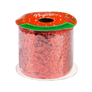 Лента декоративная 63 х 2.7 мм/м, красный глиттер