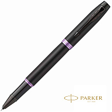 Ручка-роллер Parker "IM Vibrant Rings T315 Amethyst Purple PVD", 0,5 мм, черный, фиолетовый, стерж. черный