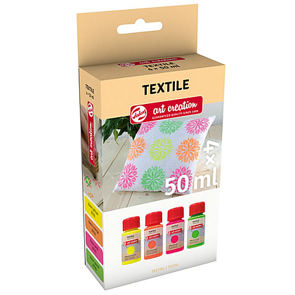 Набор красок декоративных "TEXTILE", неоновые цвета, 50 мл, 4 шт.