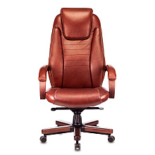 Кресло д/руководителя Бюрократ T-9923WALNUT светло-коричневый Leather Eichel кожа крестовина металл/дерево