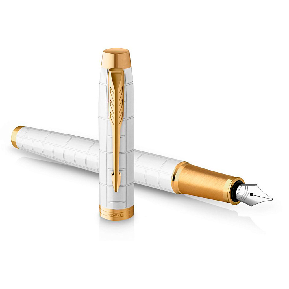 Ручка перьевая Parker "IM Premium Pearl GT", F, белый, золотистый, патрон синий - 2