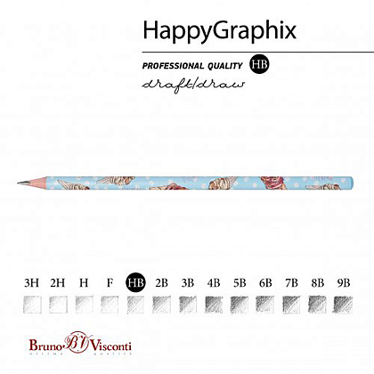Карандаш чернографитный "HappyGraphix. Сахарный рожок", HВ, без ластика, голубой, белый - 2