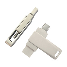 USB Flash накопитель 3.0 128 Gb СК-046, TypeC Dual, металл, серебристый
