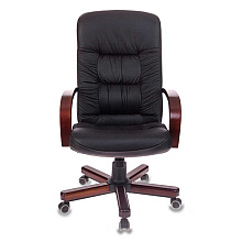 Кресло для руководителя Бюрократ "T-9908/WALNUT", металл, кожа, черный