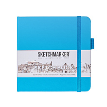 Скетчбук "Sketchmarker", 12x12 см, 140 г/м2, 80 листов, синий неон