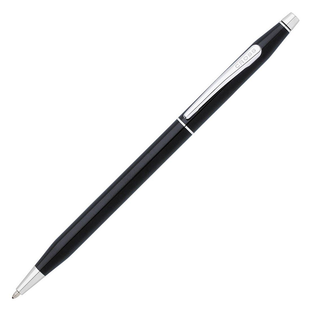 Ручка шариковая автоматическая "Cross Classic Century Black Lacquer", 0.7 мм, черный, серебристый, стержень черный