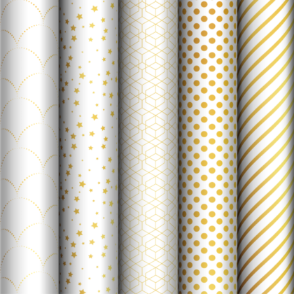 Бумага декоративная в рулоне "Pattern on white" 1*0,7 м, ассорти
