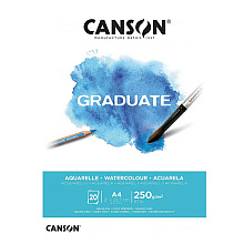 Блок-склейка бумаги для акварели "Canson Graduate", 21x29.7 см, 250 г/м2, 20 листов