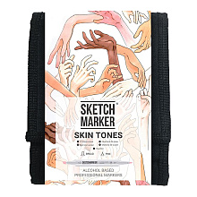 Набор маркеров перманентных двусторонних "Sketchmarker Skin tones", 12 шт.