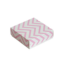 Коробка подарочная "Зигзаг", 12x12x4 см, розовый, белый