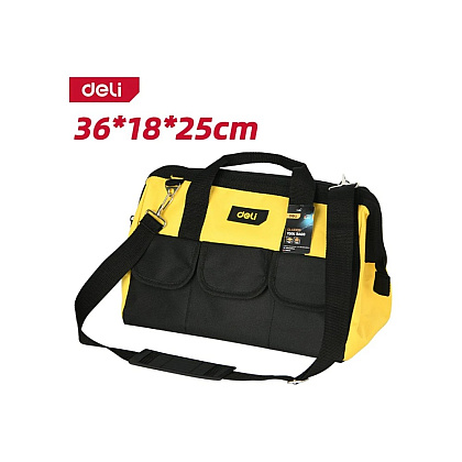 Сумка для инструментов Deli YS EDL430016, 360х180х250 мм, ткань Oxford, черный, желтый - 2