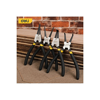 Съемники стопорных колец Deli YS EDL20521-4, 180 мм., набор 4 шт., желтый, черный - 3