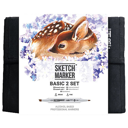 Набор маркеров перманентных двусторонних "Sketchmarker Basic 2", 36 шт.