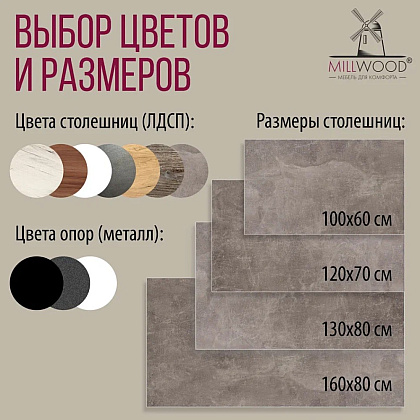 Стол Millwood Сеул, 1300х800 мм, бетон, белый - 10